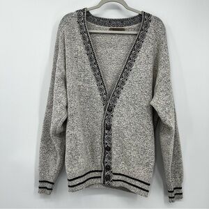 Vintage Jantzen Marled Knit V-Neck Cardigan Nordic Trim Sweater Unisex Medium